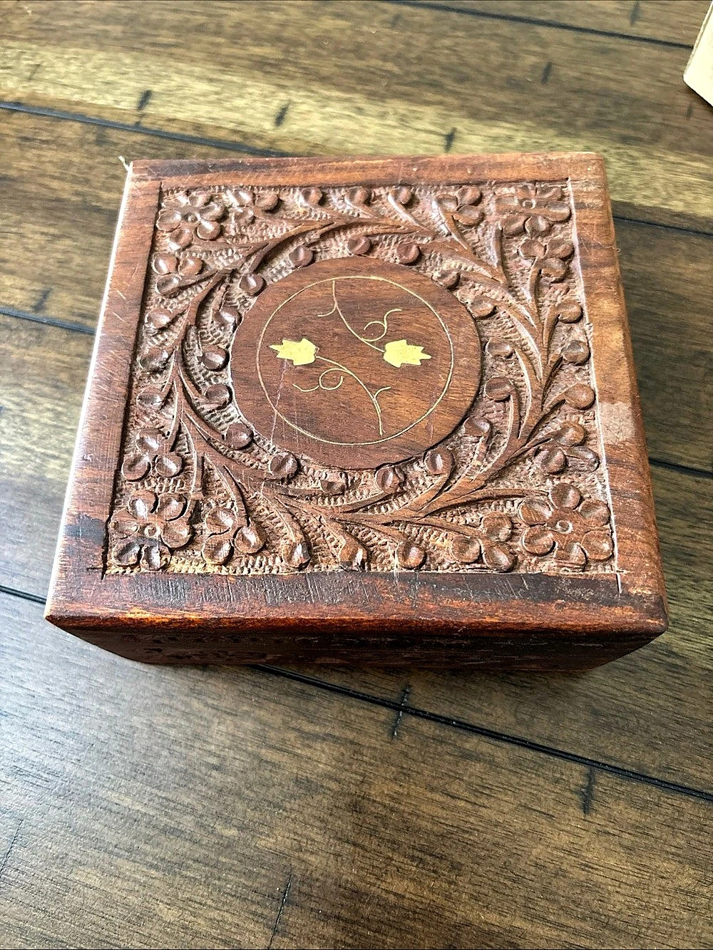Hand-Carved Wooden Decorative Box